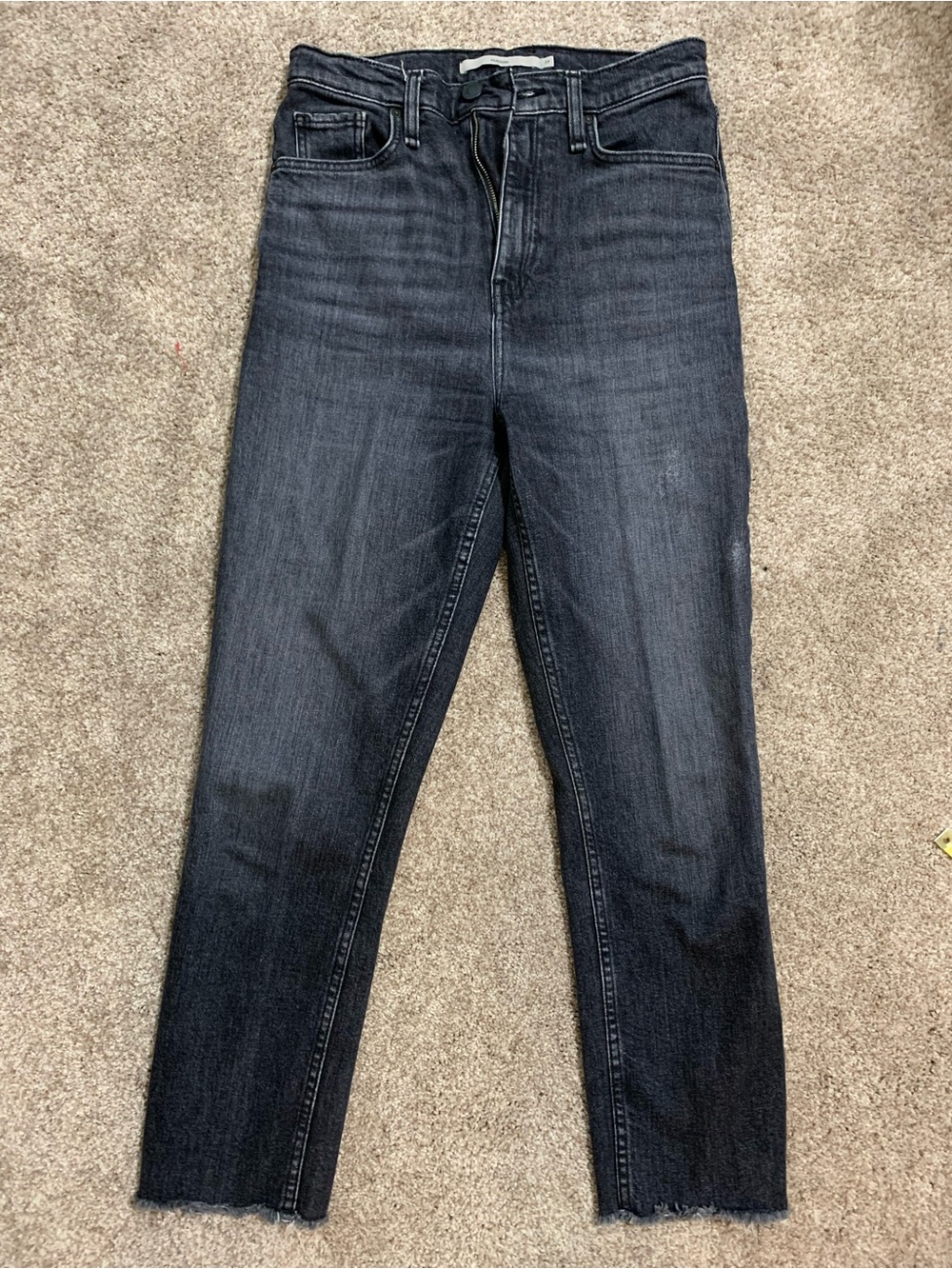Hudson Harlow EBK Ultra High Rise Cigarette Ankle Jeans Raw Hem Eco Black 27